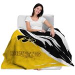 iowa hawkeyes brushstrokes black white blanket best selling