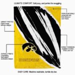 iowa hawkeyes brushstrokes black white blanket best selling