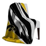 iowa hawkeyes brushstrokes black white blanket best selling