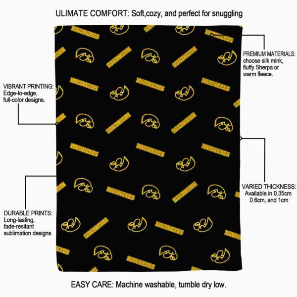 iowa hawkeyes diehard fans black blanket new arrival