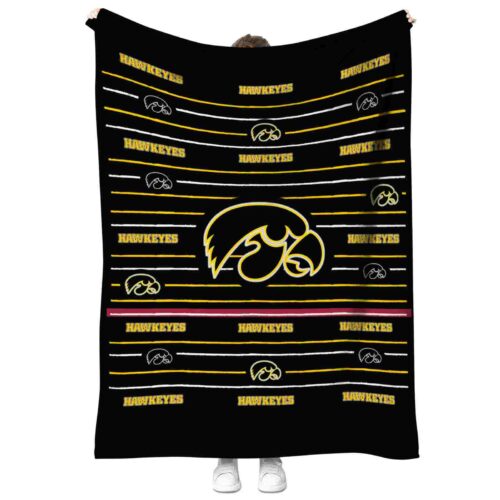 iowa hawkeyes striped pattern black blanket best selling