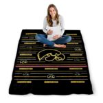 iowa hawkeyes striped pattern black blanket best selling