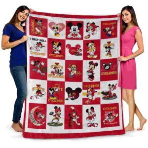 iowa state cyclones mickey minnie red white blanket fashion forward