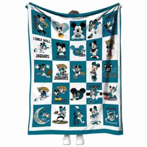 jacksonville jaguars mickey minnie teal white blanket best selling
