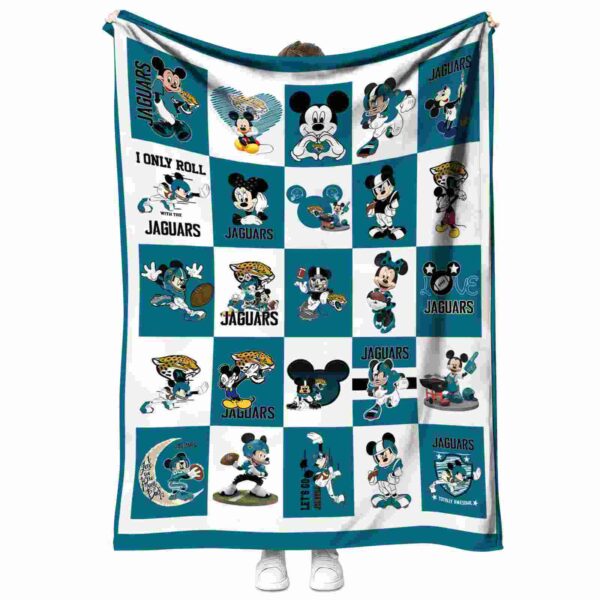 jacksonville jaguars mickey minnie teal white blanket best selling