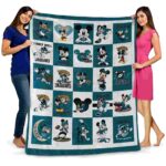 jacksonville jaguars mickey minnie teal white blanket fashion forward