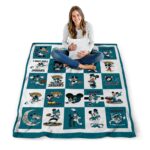 jacksonville jaguars mickey minnie teal white blanket high quality