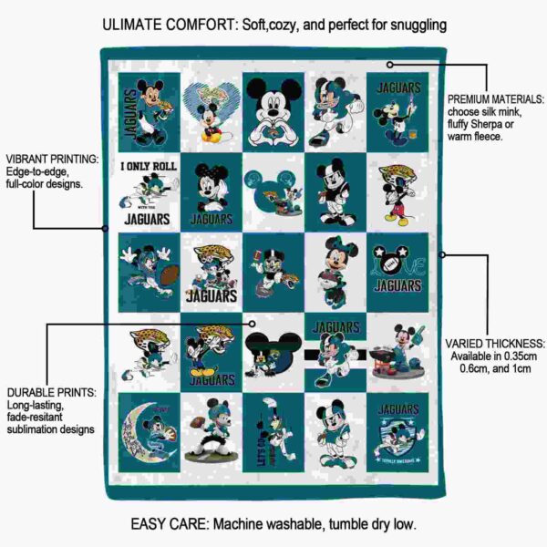 jacksonville jaguars mickey minnie teal white blanket new arrival