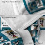 jacksonville jaguars mickey minnie teal white blanket premium grade