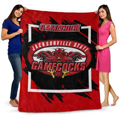jacksonville state gamecocks splatter effect red blanket fashion forward