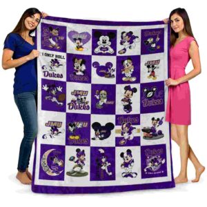 james madison dukes mickey minnie purple white blanket fashion forward