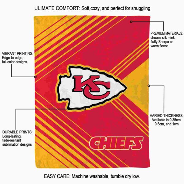 kansas city chiefs diagonal stripes red blanket new arrival