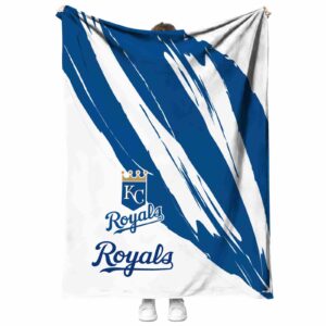 kansas city royals brushstrokes royal blue white blanket best selling