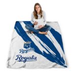 kansas city royals brushstrokes royal blue white blanket high quality