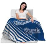 kansas city royals diagonal stripes royal blue blanket latest model