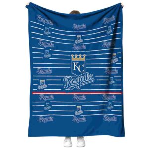 kansas city royals striped pattern royal blue blanket best selling