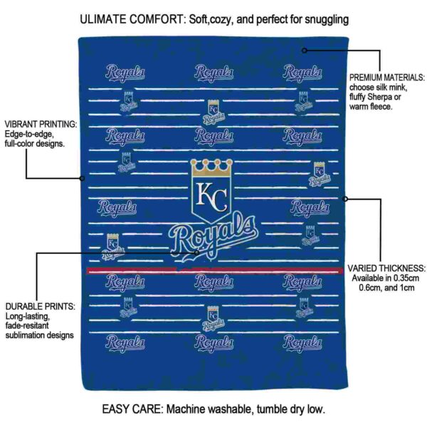 kansas city royals striped pattern royal blue blanket new arrival