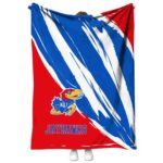 kansas jayhawks brushstrokes blue white blanket best selling