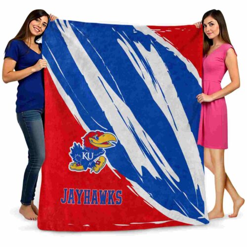 kansas jayhawks brushstrokes blue white blanket fashion forward