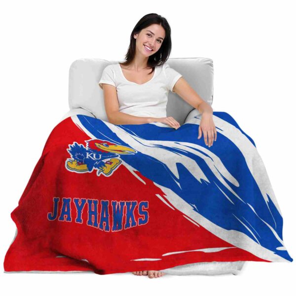 kansas jayhawks brushstrokes blue white blanket latest model
