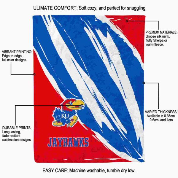 kansas jayhawks brushstrokes blue white blanket new arrival