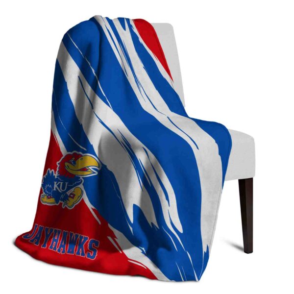 kansas jayhawks brushstrokes blue white blanket top rated