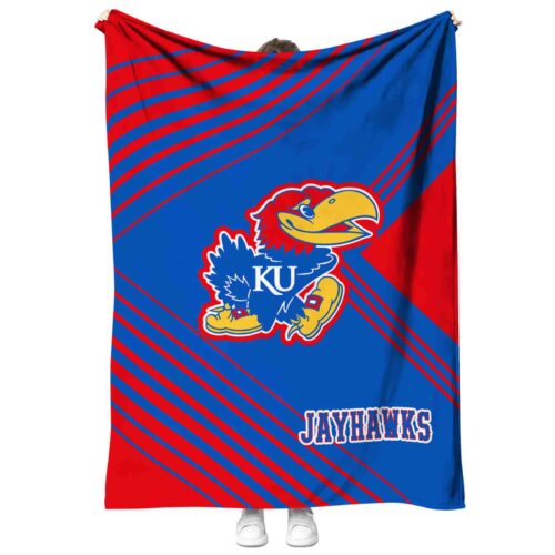 kansas jayhawks diagonal stripes blue blanket best selling