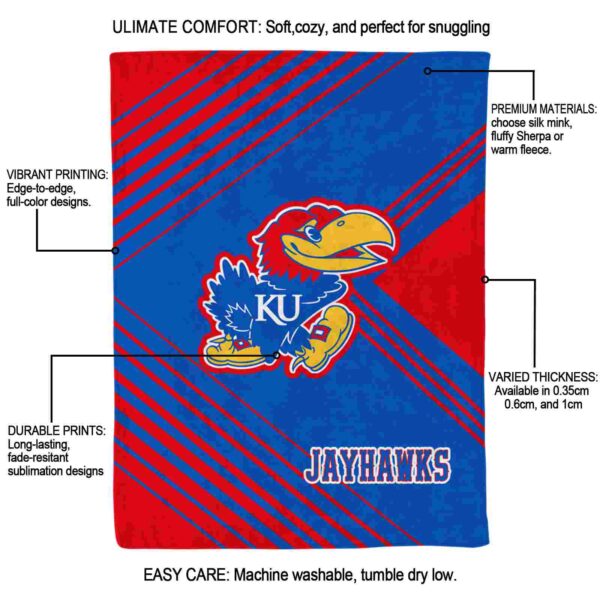 kansas jayhawks diagonal stripes blue blanket new arrival