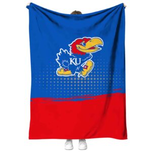 kansas jayhawks gradient dots blue blanket best selling