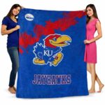 kansas jayhawks grunge texture blue blanket best selling