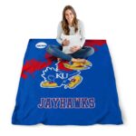 kansas jayhawks grunge texture blue blanket best selling