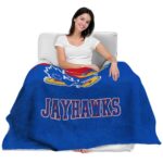 kansas jayhawks grunge texture blue blanket best selling