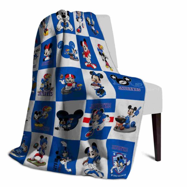 kansas jayhawks mickey minnie blue white blanket top rated