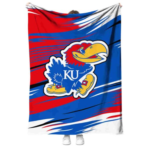 kansas jayhawks paint streaks blue white blanket best selling