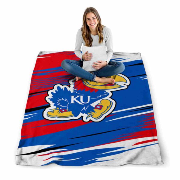 kansas jayhawks paint streaks blue white blanket high quality