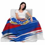 kansas jayhawks paint streaks blue white blanket latest model