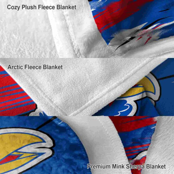 kansas jayhawks paint streaks blue white blanket premium grade