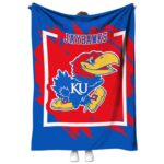 kansas jayhawks splatter effect blue blanket best selling