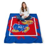 kansas jayhawks splatter effect blue blanket best selling