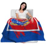 kansas jayhawks splatter effect blue blanket best selling
