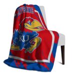 kansas jayhawks splatter effect blue blanket best selling