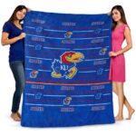 kansas jayhawks striped pattern blue blanket best selling