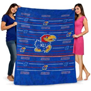 kansas jayhawks striped pattern blue blanket fashion forward