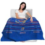 kansas jayhawks striped pattern blue blanket best selling