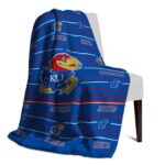 kansas jayhawks striped pattern blue blanket best selling