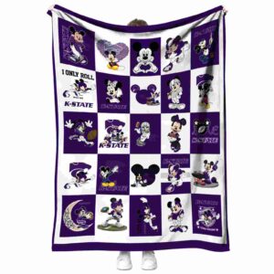 kansas state wildcats mickey minnie purple white blanket best selling