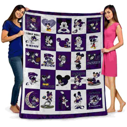 kansas state wildcats mickey minnie purple white blanket fashion forward