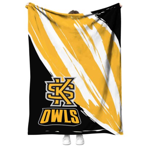 kennesaw state owls brushstrokes gold white blanket best selling