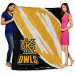 kennesaw state owls brushstrokes gold white blanket best selling