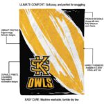 kennesaw state owls brushstrokes gold white blanket best selling